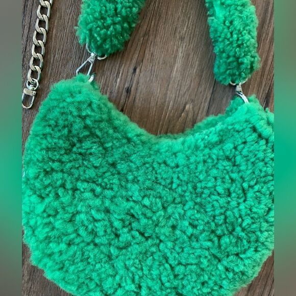 Handmade Genuine Shearling Shoulder Bag/Crossbody & Fox Fur Ball Bag Charm - Picture 14 of 15